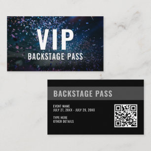 VIP Backstage Pass QR Code Event Foto Visitenkarte