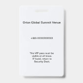 VIP Badge | Pass Badge – Corporate Security Ausweis (Rückseite)