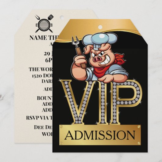 VIP Barbecue/Schweinekitze Einladung (Vorne/Hinten)