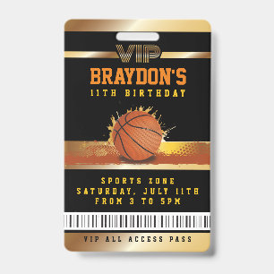 VIP Basketball Geburtstag ALLER ZUGANG Gold Pass A Ausweis