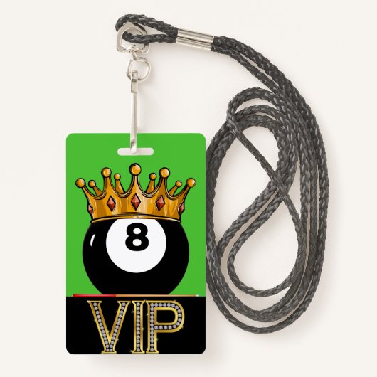 VIP Billiards - Snooker Lanyard Abzeichen Ausweis (Vorderseite mit Schlüsselband)