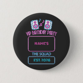 VIP Birthday Party Neon Squad Personalized Guest N Button