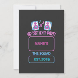 VIP Birthday Party Neon Squad Personalized Guest N Einladung