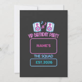 VIP Birthday Party Neon Squad Personalized Guest N Einladung