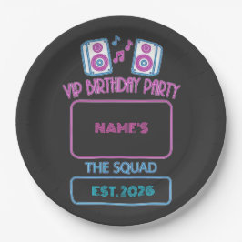 VIP Birthday Party Neon Squad Personalized Guest N Pappteller