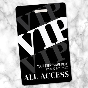 VIP Black All Access Veranstaltung Ausweis