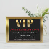 VIP Black & Gold Luxus Party Einladung (Stehend Vorderseite)