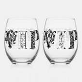 VIP Black Letters Stemless Wine Glasses Weinglas Ohne Stiel (Rückseite)