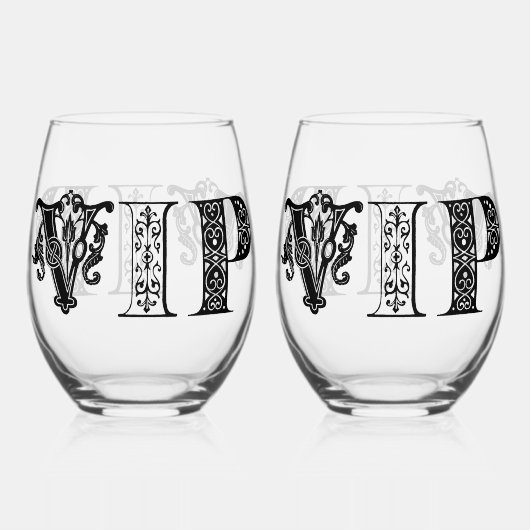 VIP Black Letters Stemless Wine Glasses Weinglas Ohne Stiel (Rückseite)