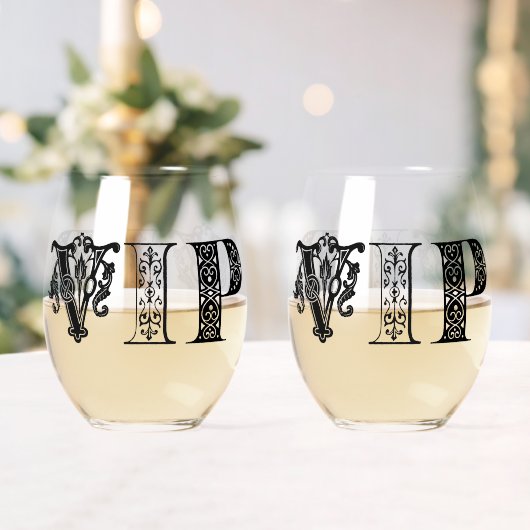 VIP Black Letters Stemless Wine Glasses Weinglas Ohne Stiel (Insitu (Hochzeit))