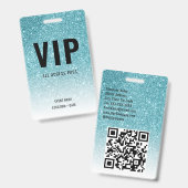 VIP Custom Event oder Concert Blue Glitzer Ausweis (Vorder- & Rückseite)