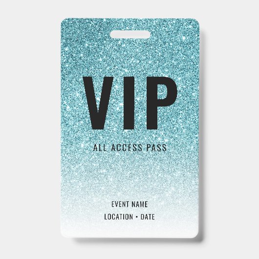 VIP Custom Event oder Concert Blue Glitzer Ausweis (Vorderseite)
