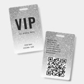 VIP Custom Event oder Concert Silver Glitzer Ausweis (Vorder- & Rückseite)