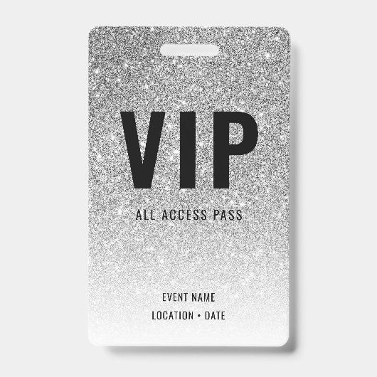 VIP Custom Event oder Concert Silver Glitzer Ausweis (Vorderseite)