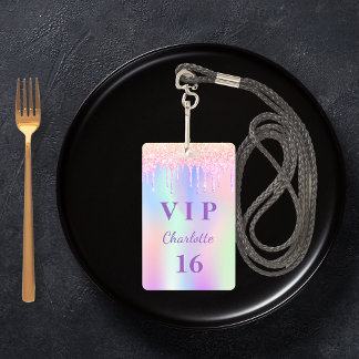 VIP-Einladung zur Geburtstagsparty Regenbogen Glit Ausweis