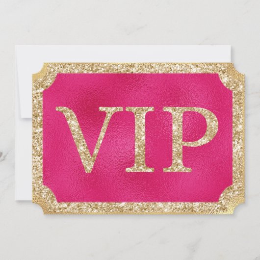 VIP-Event-Ticket für Hot Pink und Gold Glitzer Einladung (Vorderseite)