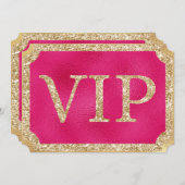 VIP-Event-Ticket für Hot Pink und Gold Glitzer Einladung (Vorne/Hinten)