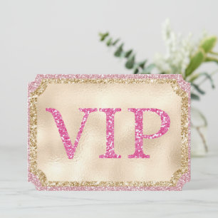 VIP-Event-Ticket für Rosa und Gold Glitzer Einladung