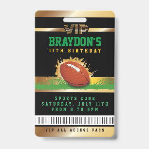 VIP Football Geburtstag ALL ACCESS Gold Pass Abzei Ausweis