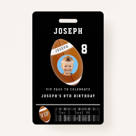 VIP Football Pass Custom Foto Geburtstag Teil Ausweis (Vorderseite)