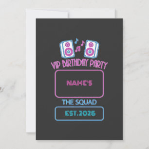 VIP Geburtstagsfeier Neon Squad Personalisierter G Einladung