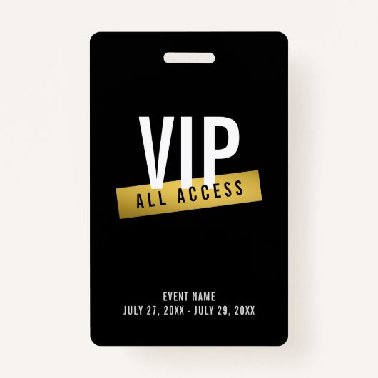 VIP Gold All Access Konzert Abzeichen Ausweis (Vorderseite)