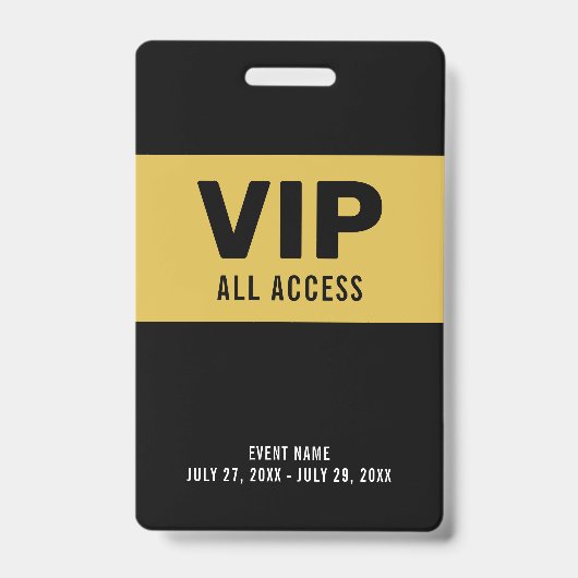 VIP Gold All Access Pass Event ID Abzeichen Ausweis (Vorderseite)