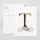 VIP Gold"T"-Monogramm Postkarte (Vorne/Hinten)