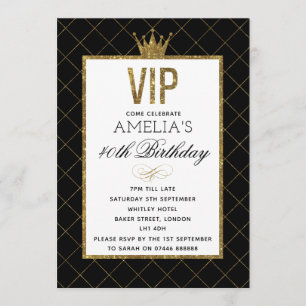 VIP Gold und Black Glitzer zum Geburtstag lädt ein Einladung