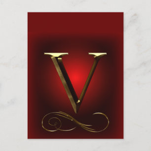 VIP Gold "V"-Monogramm in rot und schwarz Postkarte