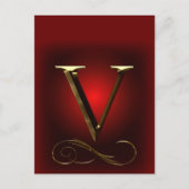 VIP Gold "V"-Monogramm in rot und schwarz Postkarte (Vorderseite)