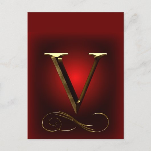 VIP Gold "V"-Monogramm in rot und schwarz Postkarte (Vorderseite)