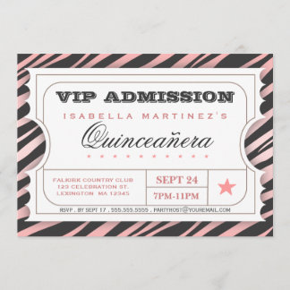 Vip-KarteZebra bezauberndes Quinceanera Einladung