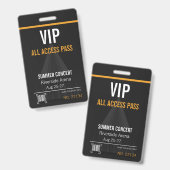 VIP-Konzertabzeichen mit QR-Code für uneingeschrän Ausweis (Vorder- & Rückseite)