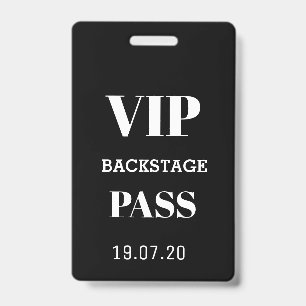 VIP-Konzertausweis Schwarz Weiß Backstage All Acce Ausweis