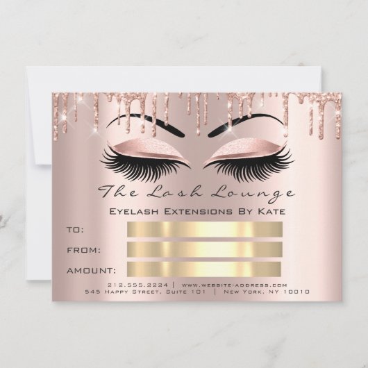 VIP Lashes Rose Spark Brow Makeup Certificate Gesc Einladung (Vorderseite)