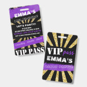VIP Lila & Gold Eventpass Geburtstag Einladung Ausweis (Vorder- & Rückseite)