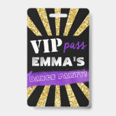 VIP Lila & Gold Eventpass Geburtstag Einladung Ausweis (Rückseite)