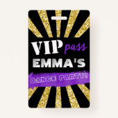 VIP Lila & Gold Eventpass Geburtstag Einladung Ausweis (Rückseite)