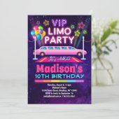 VIP Limo Party Geburtstag Einladung Regenbogenfarb (Stehend Vorderseite)