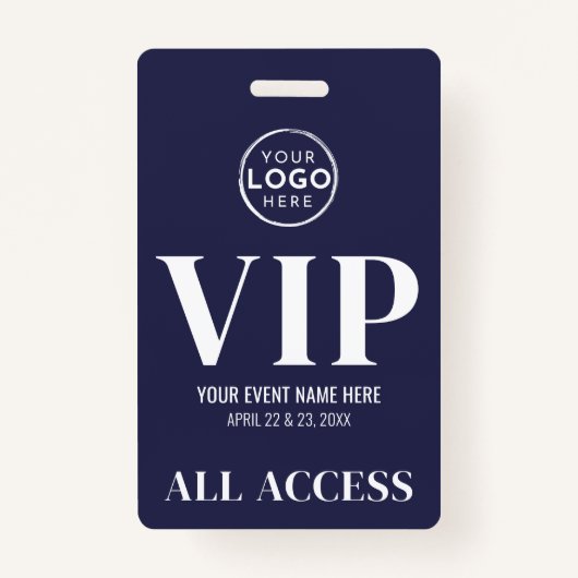 VIP Logo Navy Blue All Access Event Ausweis (Vorderseite)