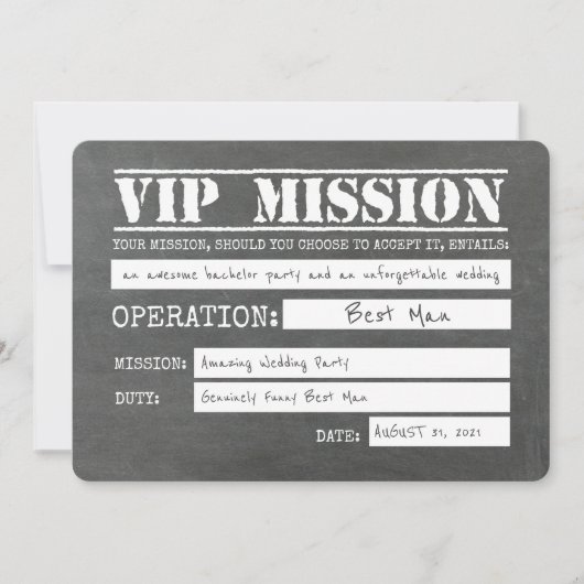 Vip Mission Funny Trauzeuge Vorschlag Einladung (Vorderseite)