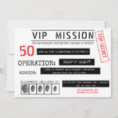 VIP-Missions-Überraschung 50. Geburtstag Einladung (Vorderseite)