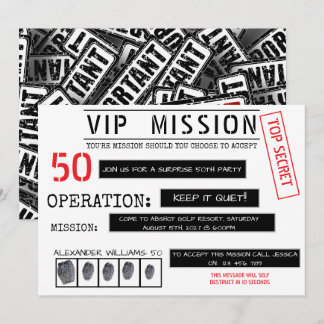 VIP-Missions-Überraschung 50. Geburtstag Einladung