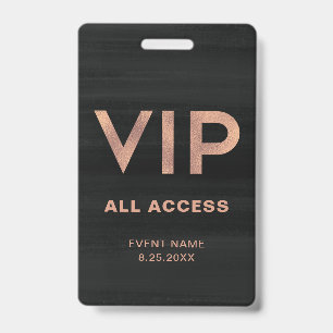 VIP Moderne falsche Rose Gold auf Schwarz All Ac Ausweis
