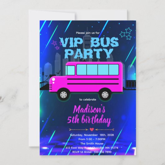 VIP Party Bus Invitation Einladung (Vorderseite)