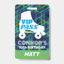 VIP Party Pass Boy Roller Skaten Birthday Lanyard