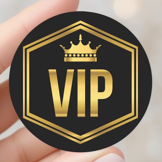 VIP-Party-Pass für Gold und Schwarze Krone Runder Aufkleber