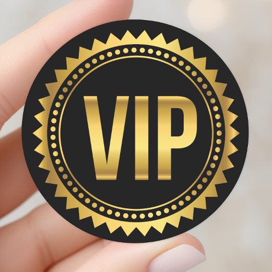 VIP-Party-Pass für Gold und Schwarze Rundspitzen Runder Aufkleber