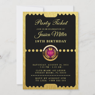 VIP-Party-Ticket-Geburtstagseinladung Einladung